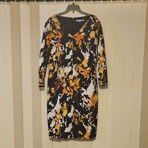Vibrant Long Sleeve Abstract Dress